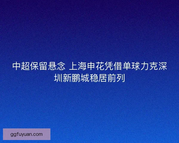 中超保留悬念 上海申花凭借单球力克深圳新鹏城稳居前列