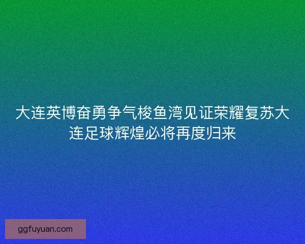 大连英博奋勇争气梭鱼湾见证荣耀复苏大连足球辉煌必将再度归来