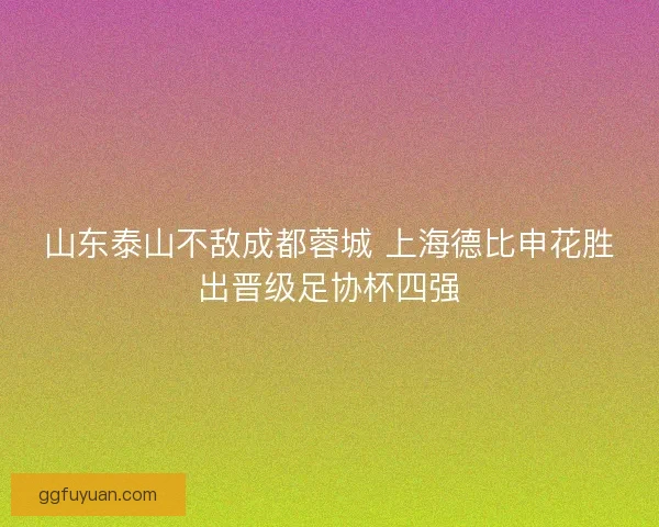 山东泰山不敌成都蓉城 上海德比申花胜出晋级足协杯四强