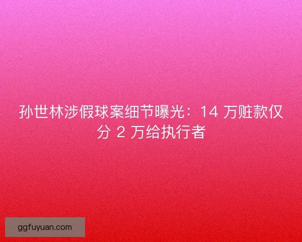 孙世林涉假球案细节曝光：14 万赃款仅分 2 万给执行者